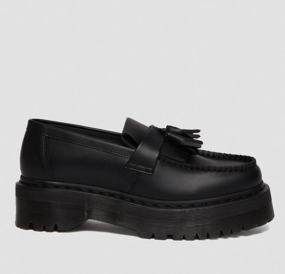 Dr. Martens Vegan Adrian Felix Platform Tassel Loafers - Black - Picture 3 of 9